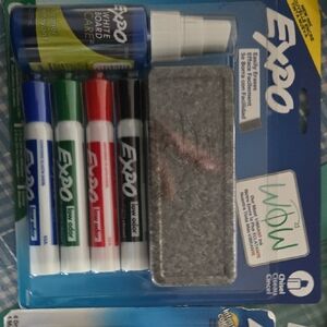 Whiteboard Marker Set with Eraser and Cleaner - Multicolor